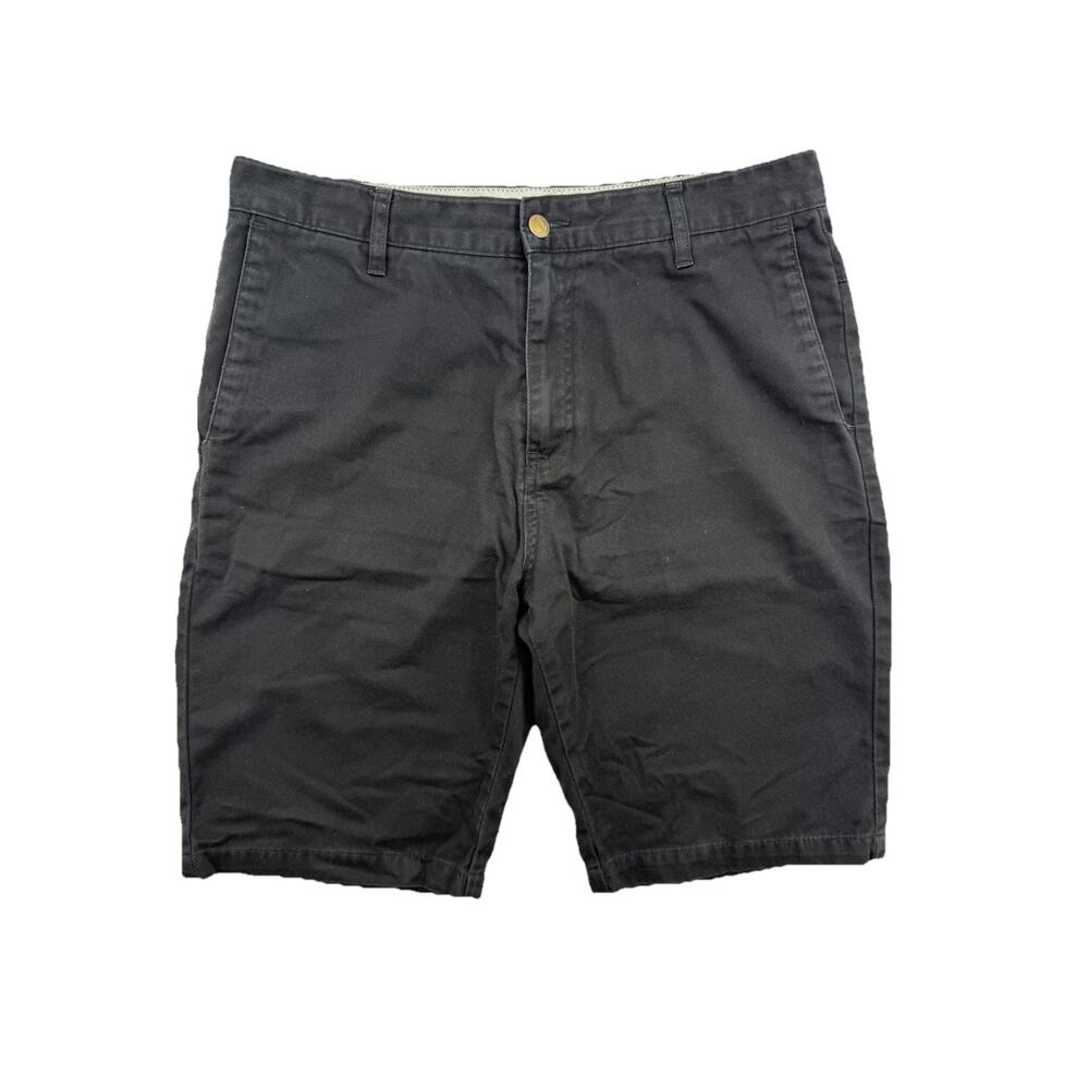 Volcom Mens Corpo Class Chino Shorts Black Flat Front Pockets Mid Length 33